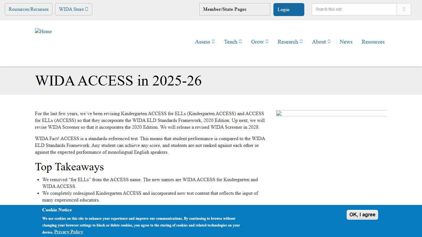WIDA ACCESS in 2025-26