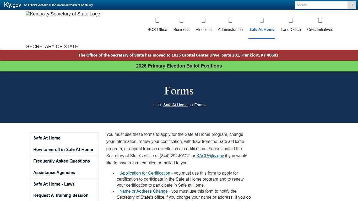 Forms - Secretary of State